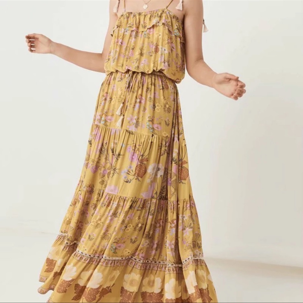Bohemian Floral Print Maxi Dress Pink yellow - Picture 4 of 6